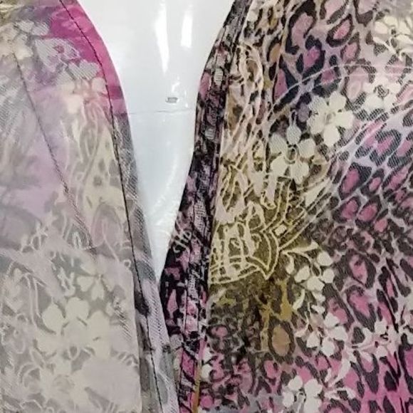 Attitudes by Renee Women's Top Plus Sz 2X Mesh Printed Peasant-Hem Pink A570437 - Picture 3 of 5